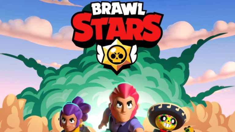 Brawl Stars promo art where three characters are running away from an explosion