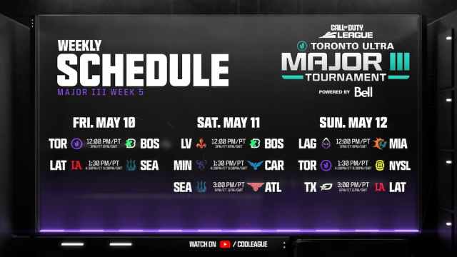 Schedule for week five of the CDL 2024 Major Three qualifiers.