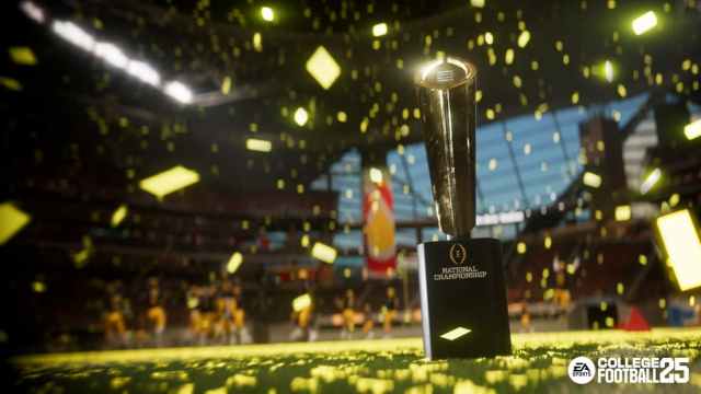 College Football Playoff trophy in EA College Football 25.