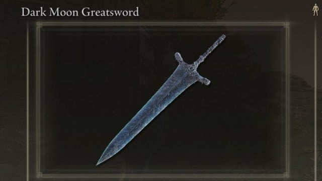 The Dark Moon Greatsword weapon in Elden Ring.