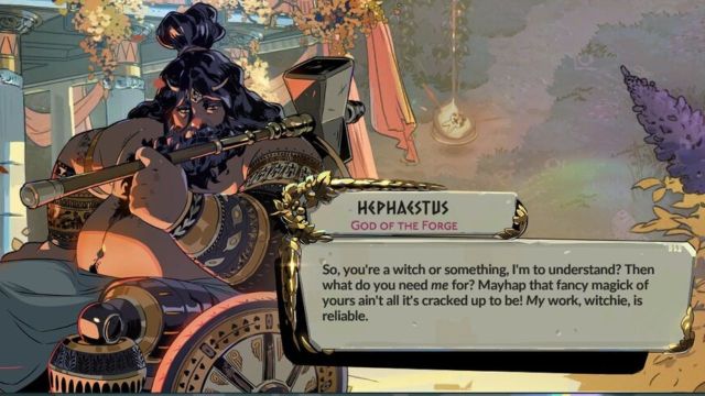 Hephaestus speaking in Hades 2