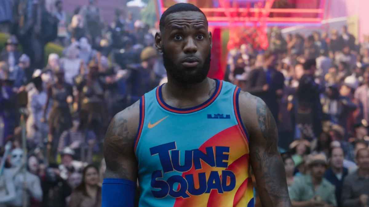 LeBron James looking shocked in Space Jam 2.