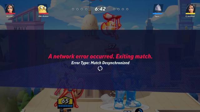 Match Desynchronized error message in MultiVersus.