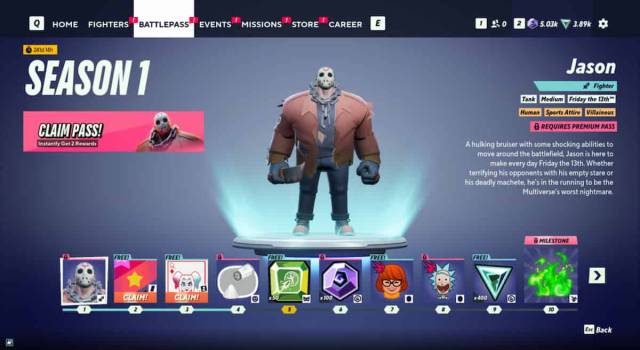 Jason displayed in the Season One MultiVersus Battle Pass.