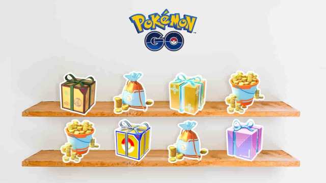 Pokemon Go Web Store shelves with items.