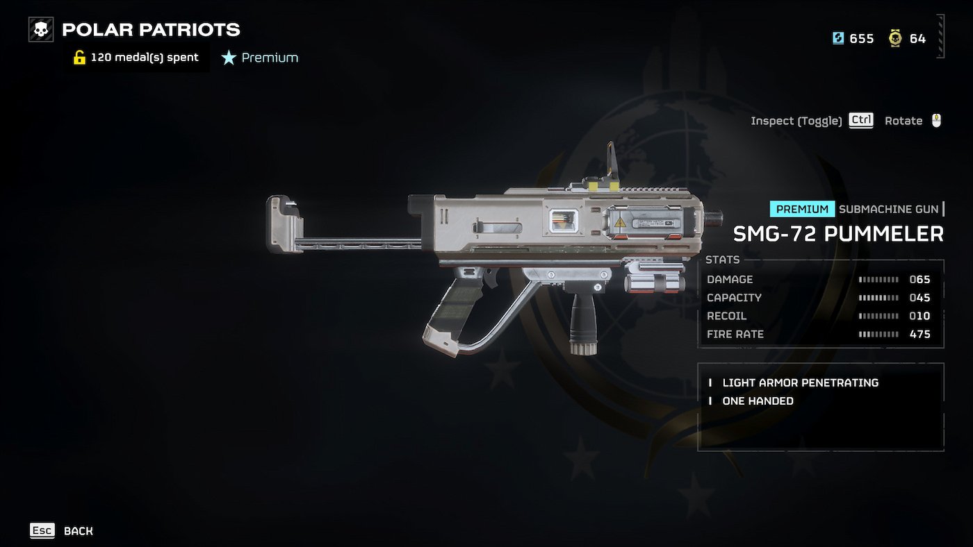 SMG-72 Pummeler stats in Helldivers 2.