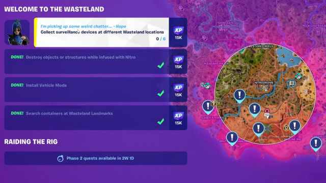 All seven surveillance device locations in Fortnite.