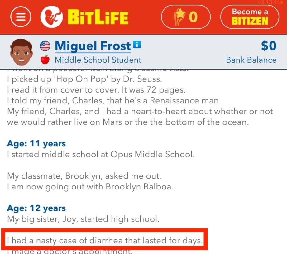 Impact of bad karma in BitLife.