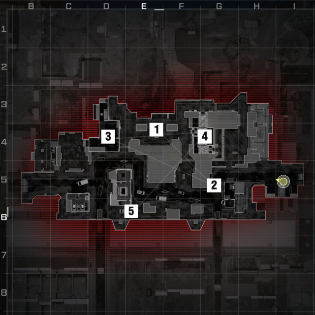 A screenshot of the MW3 map Tokyo with hardpoint order shown.