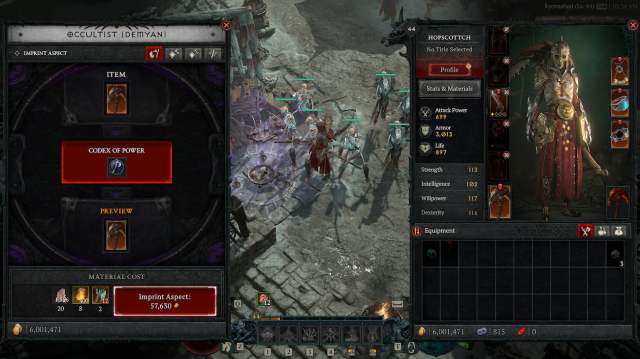 Imprinting an Aspect in Diablo 4 season four.