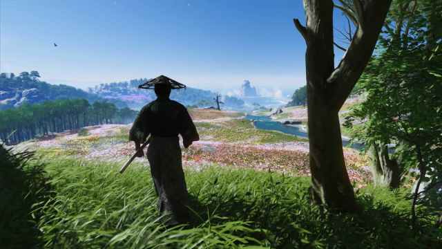 Jin Sakai in the green land of Ghost of Tsushima