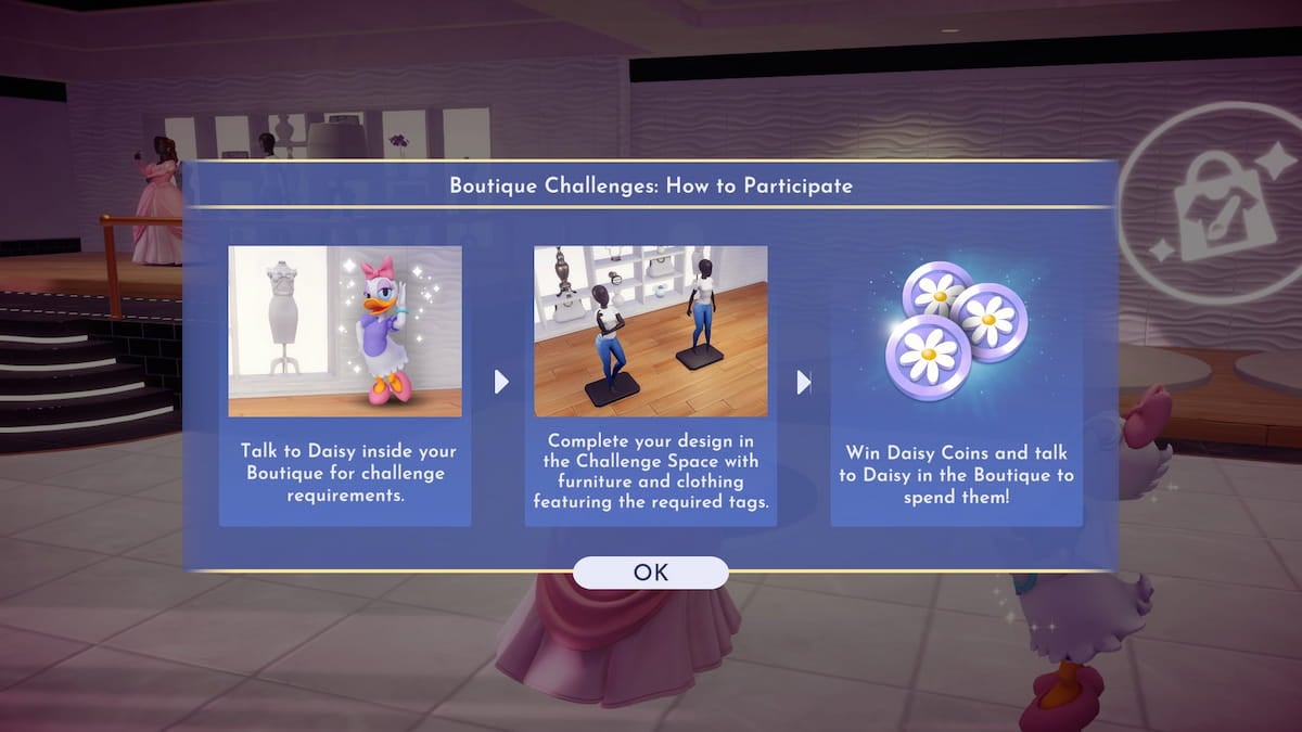 The how to guide for Boutique Challenges in Disney Dreamlight Valley.