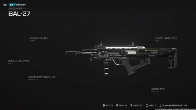 The BAL-27 in MW3's create-a-class menu.