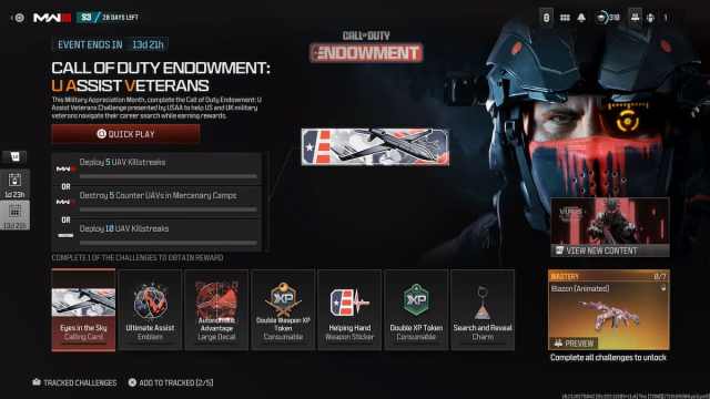 CoD Endowment UAV challenge tab