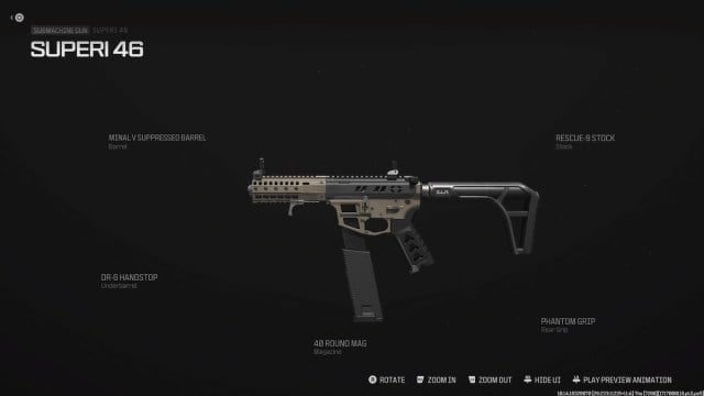 Screenshot of the Superi 46 in the MW3 create-a-class menu