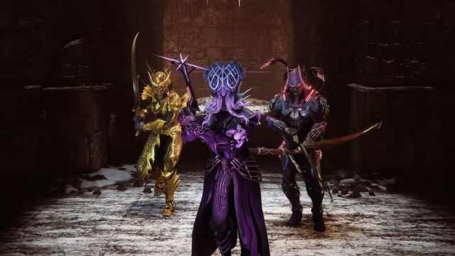 Destiny 2 Guardians walking in formation while wearing Dungeons & Dragons armor