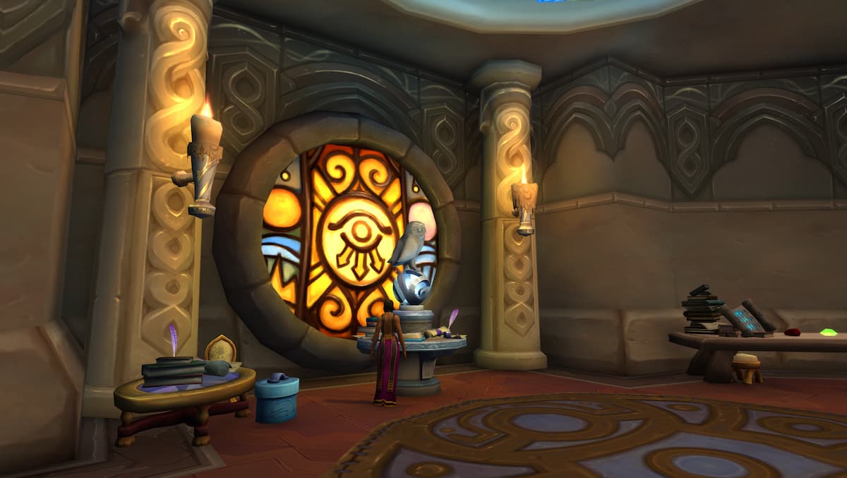 The upper floor of the Legerdemain Lounge in WoW Dalaran