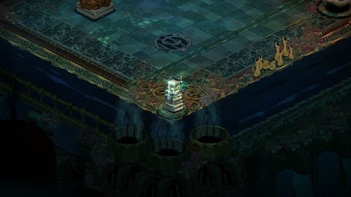 Limestone block tower in Hades 2