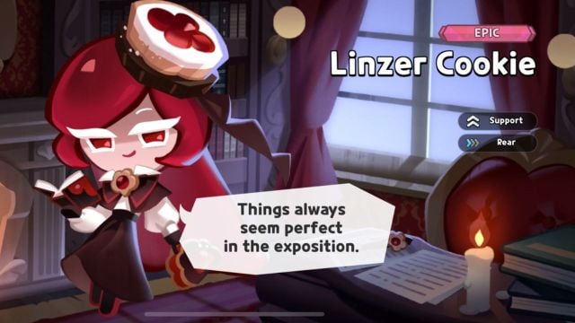 Linzer cookie's gacha message when pulled in cookie run kingdom