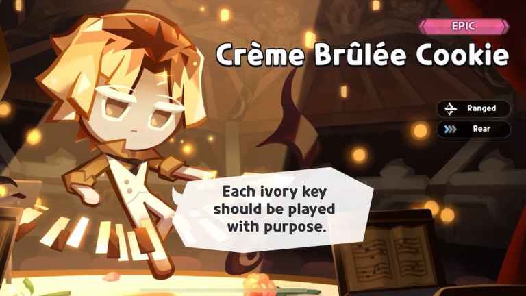 An in game image of Crème Brûlée Cookie from Cookie Run Kingdom