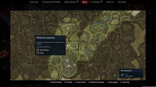 Militia Encampment POI on V Rising map