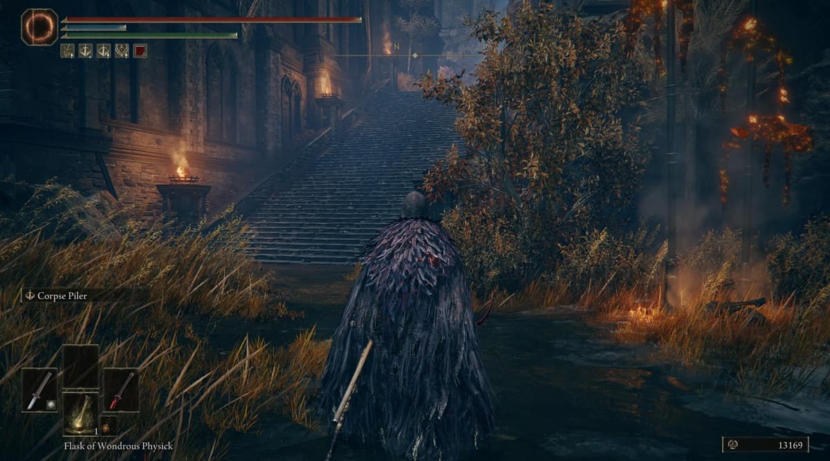 Player character approaching a staircase in Elden Ring