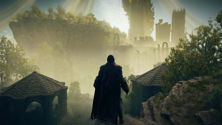 Elden Ring character looking out over Rauh Ruins in Shadow of the Erdtree