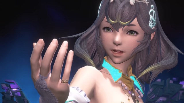 The mysterious brown-haired woman featured in story trailers for Final Fantasy XIV: Dawntrail.