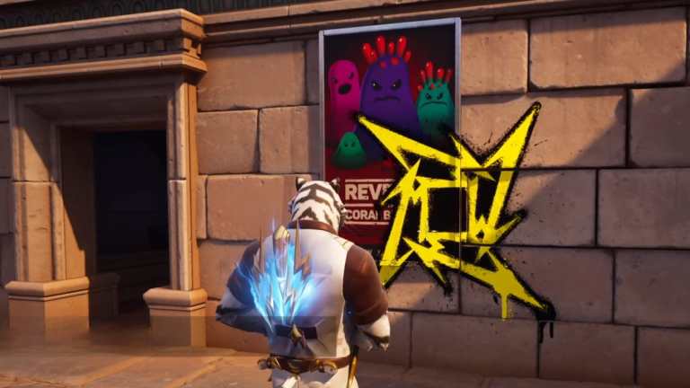 A player in Fortnite alongside a Metallica Spray.