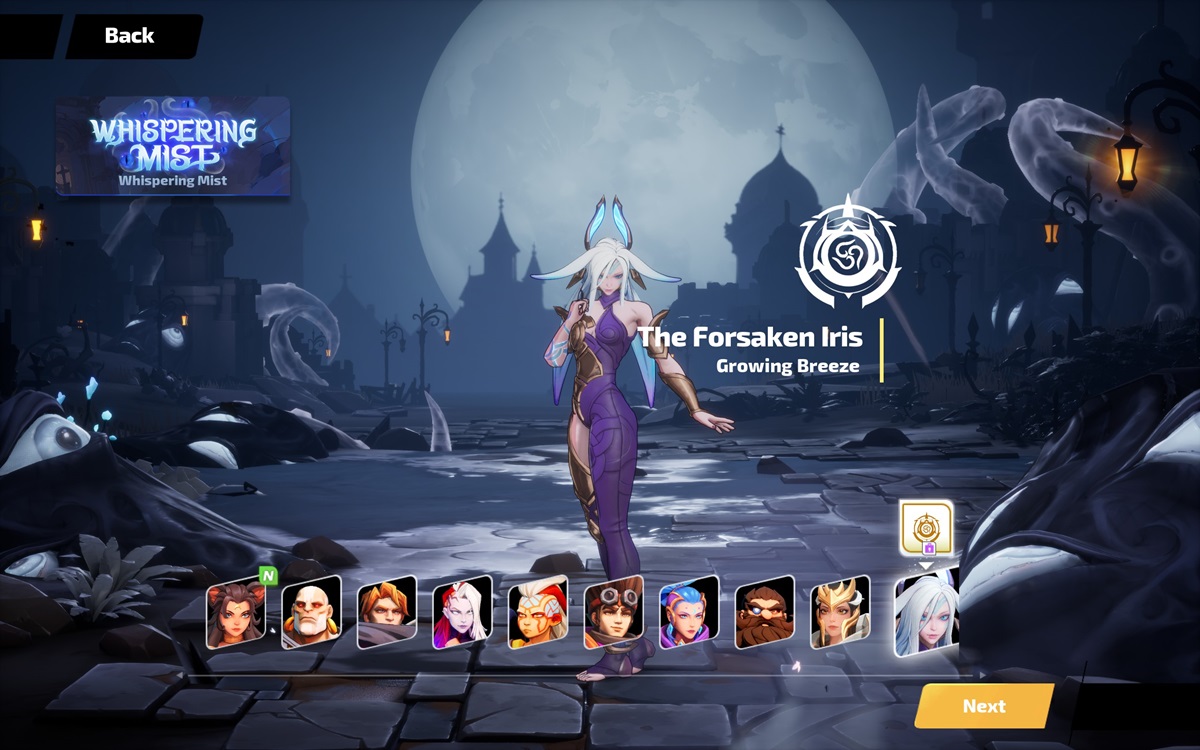 The Forsaken Iris in the character selection screen of Torchlight Infinite.