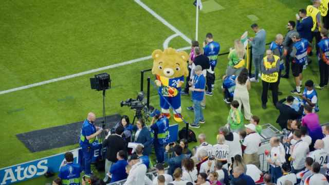 Marvin YouTuber dressed as a mascot at EURO 2024.