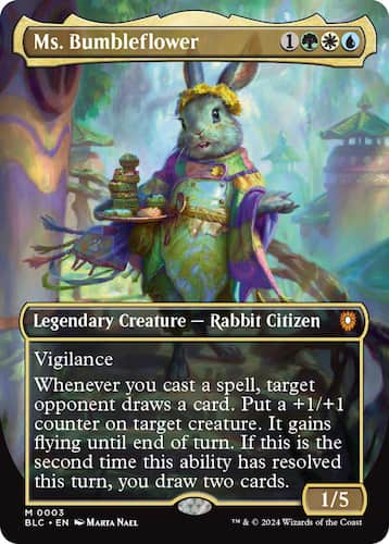 A rabbit holding a plate of treats in Bloomburrow MTG Commander deck