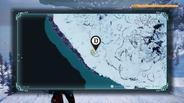 A screenshot of the map in Palworld with a Meteor location marked.