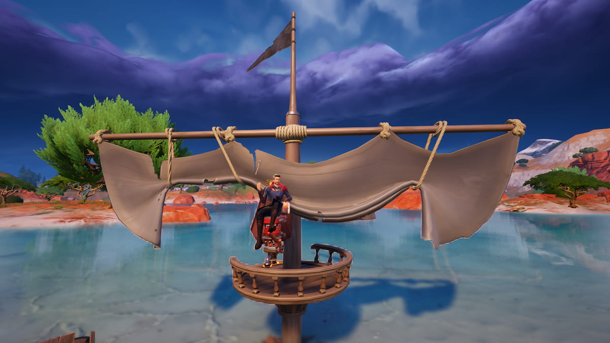 Coastal rumors secret quest in Fortnite showcasing the famous black sail.