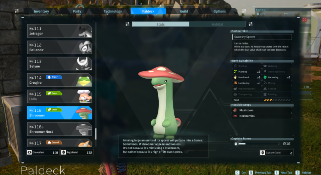 Shroomer Paldeck page in palworld