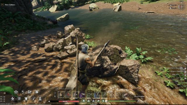 A screenshot of a player harvesting Clay in Soulmask.
