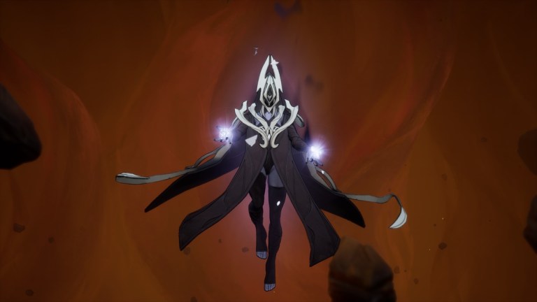 An image of a floating being clad in black and white in Torchlight Infinite