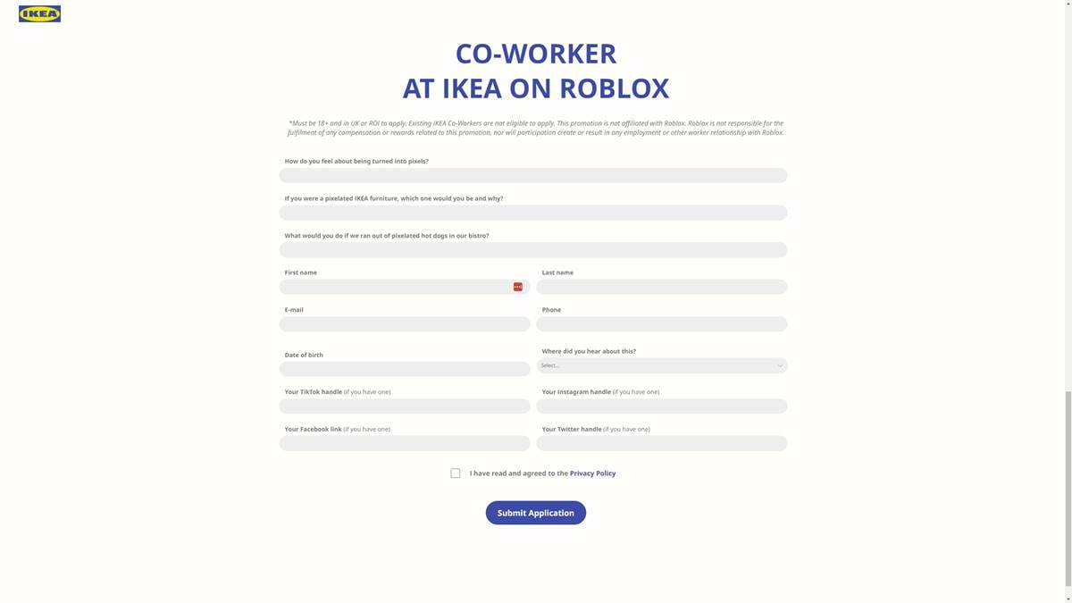 IKEA Roblox Application