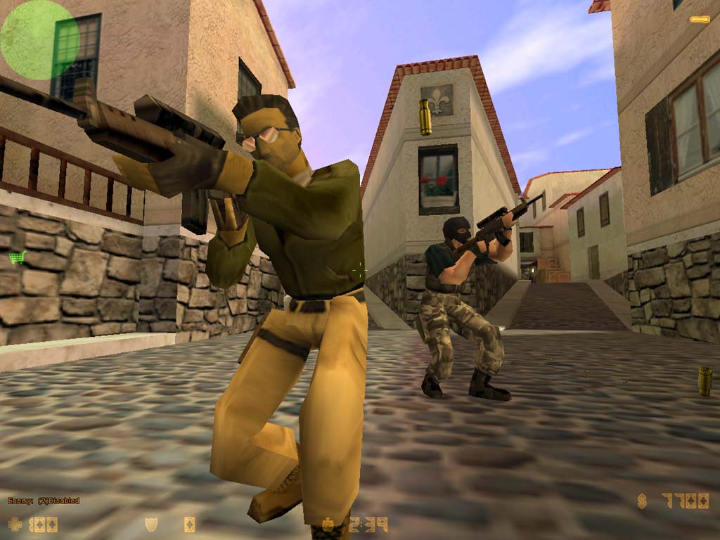 Two terrorists holding assault rifles in T-base on Italy