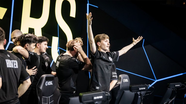 G2's CS2 team celebrates after winning IEM Dallas 2024.