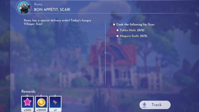 A daily delivery Bon Appétit quest for Scar in Disney Dreamlight Valley.