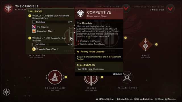 Destiny 2 competitive playlist rewards