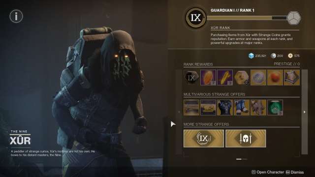 Updated Xur vendor in Destiny 2