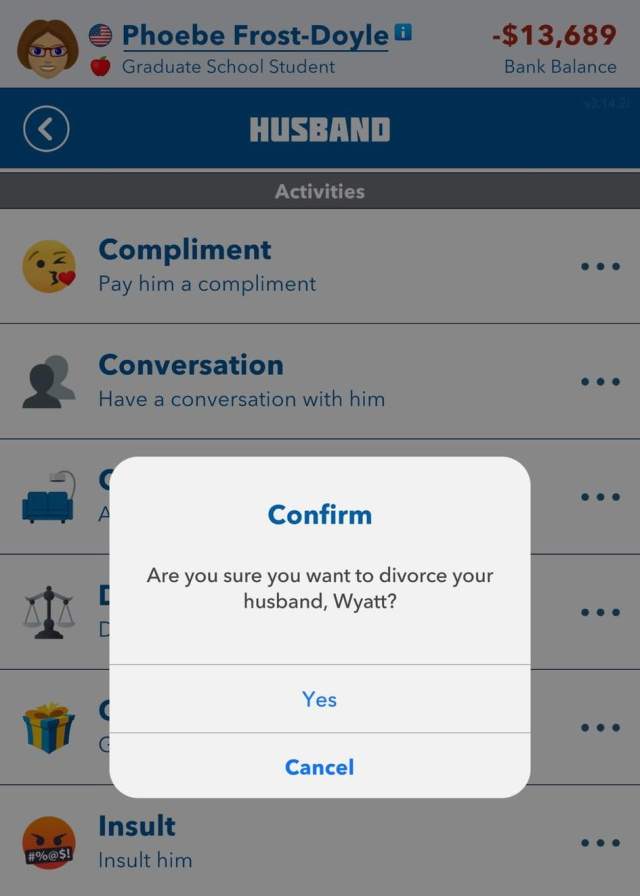 Divorce in BitLife.