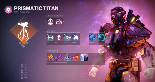 A screenshot of a Prismatic build for a Titan in Destiny 2.