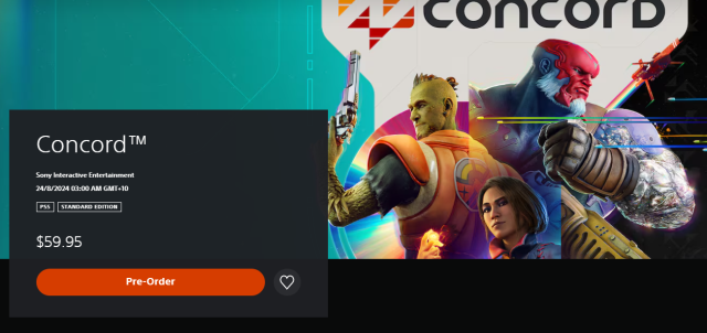 A screenshot of the Concord game page on the PlayStation Australia website.