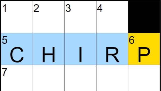 The NYT Mini Crossword board of June 25 with a highlight on 5A.