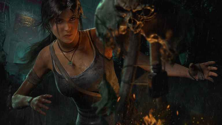 Lara Croft in the Dead by Daylight promo image.