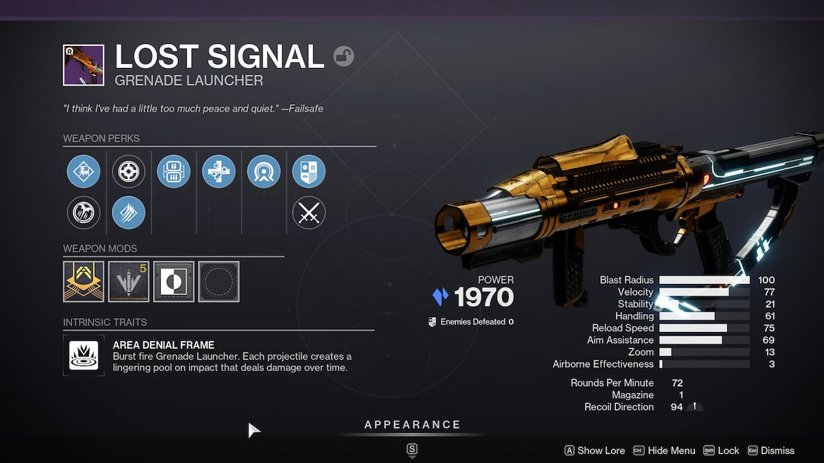 Lost Signal roll in Destiny 2