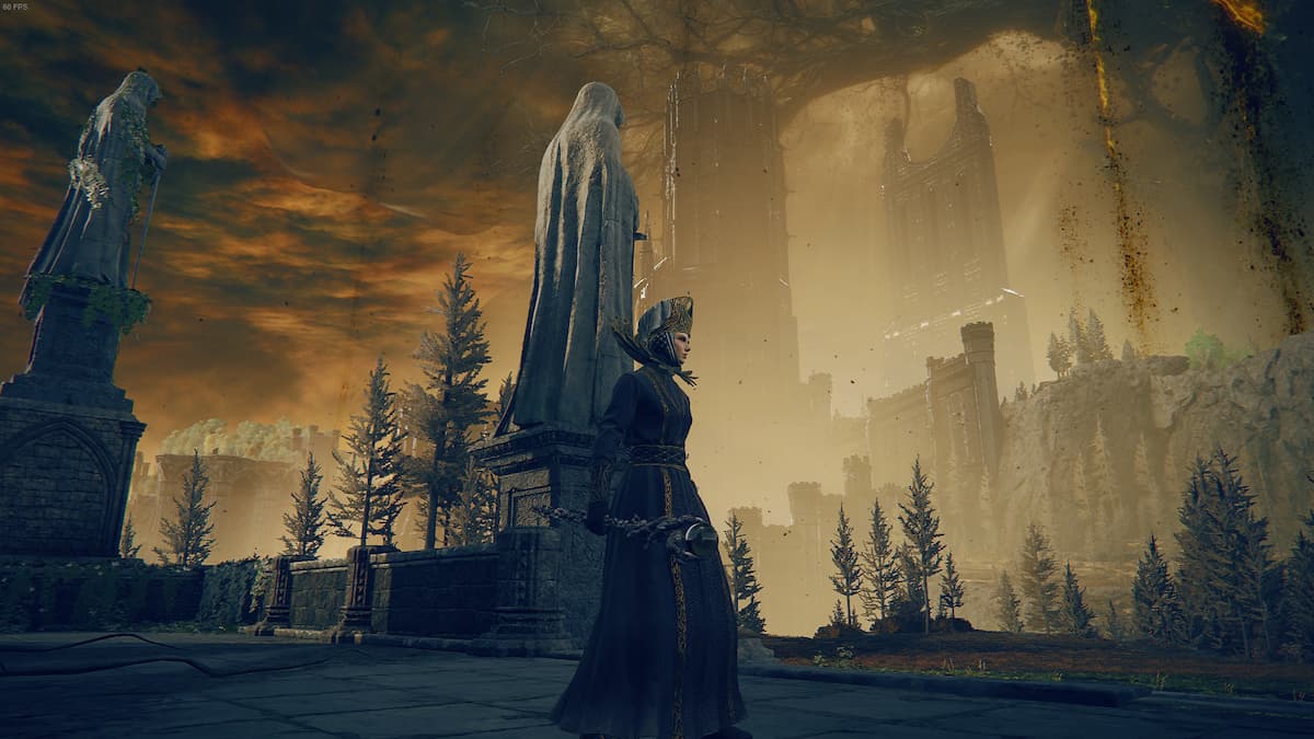 A character wearing Count Ymir's armor and wielding the Maternal Staff in Elden Ring Shadow of the Erdtree.